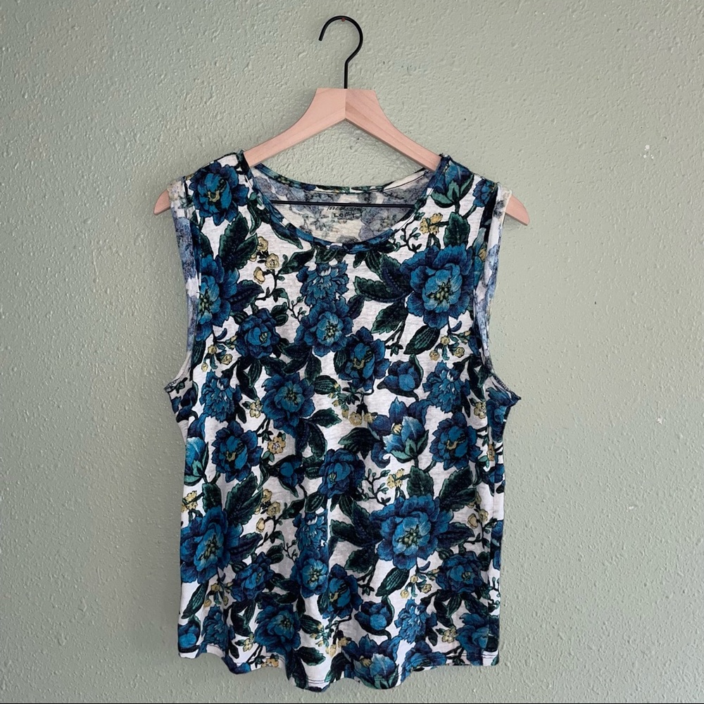 LOFT I Linen Sleeveless Floral Print LP Top